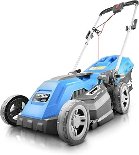 Hyundai 15'' / 38cm 1600w Electric Lawnmower with Rear Roller with Mulching Feature 40 Litre Collection Bag and 5 Cutting Heights with 10m Power Cable