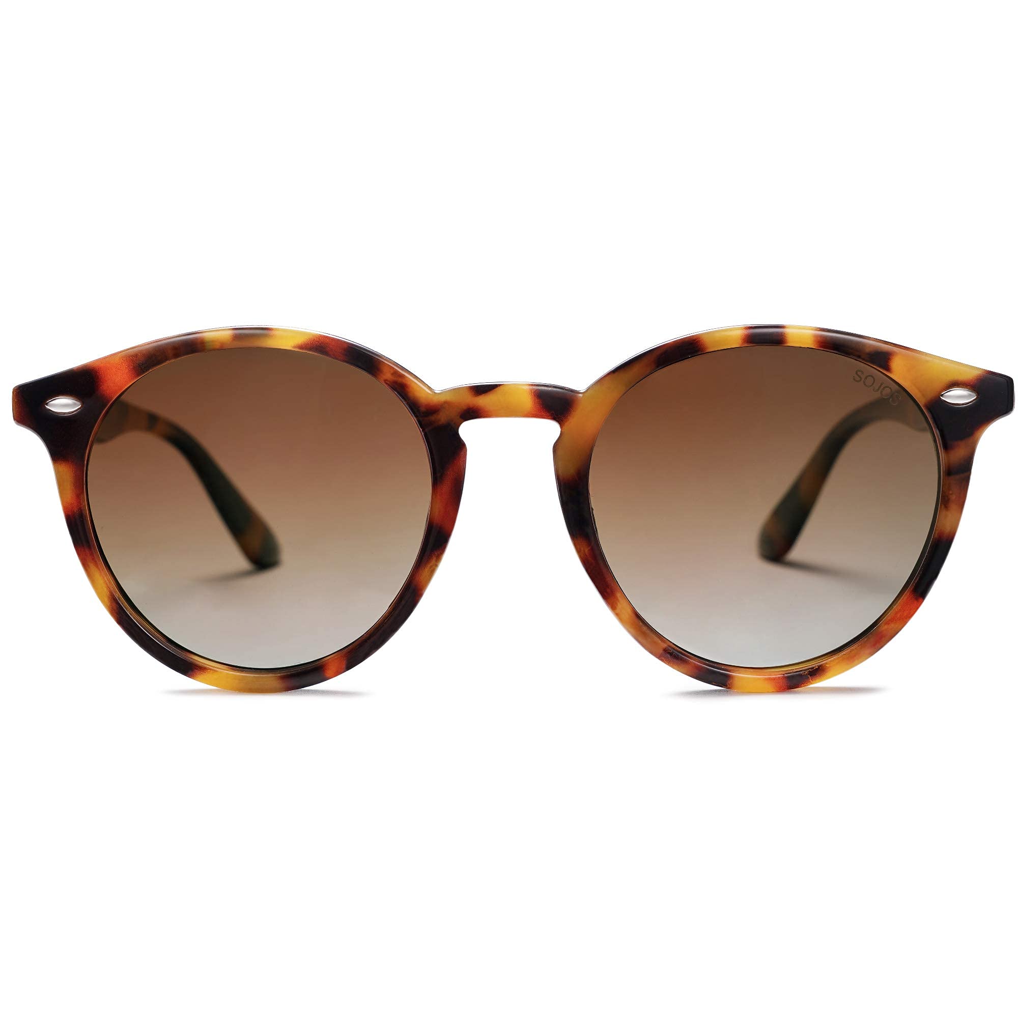 SOJOS Retro Round Polarized Sunglasses for Women Men Classic Vintage Sunnies SJ2