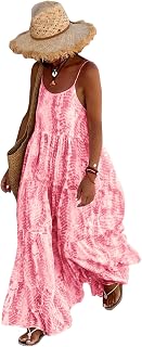 PRETTYGARDEN Women's Summer Dresses 2025 Spaghetti Strap Scoop Neck Floral Maxi Dress Floral Boho Long Sundress with Pockets