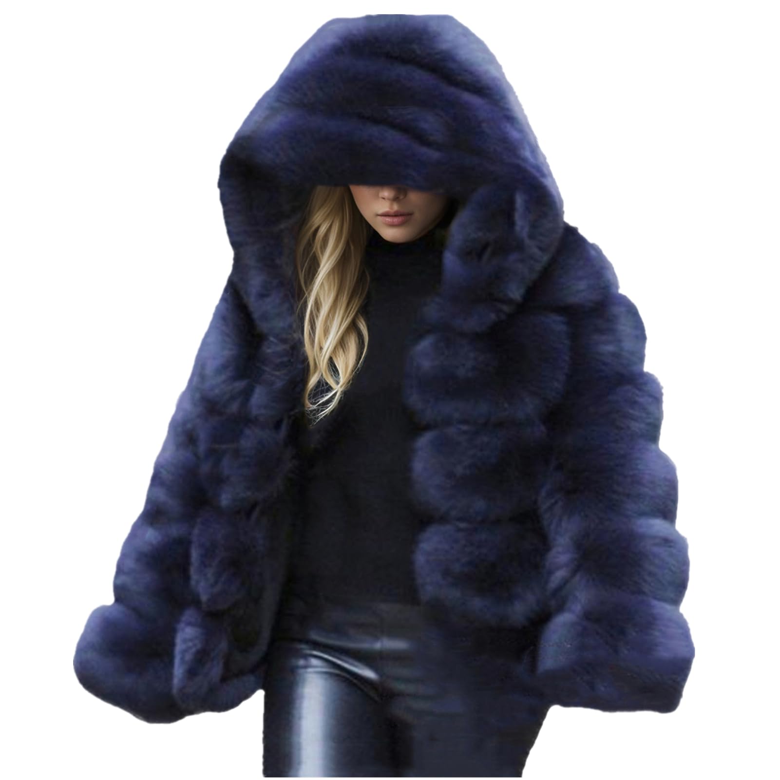 Lisa Colly Women's Winter Faux Fur Coat Fluffy Jacket