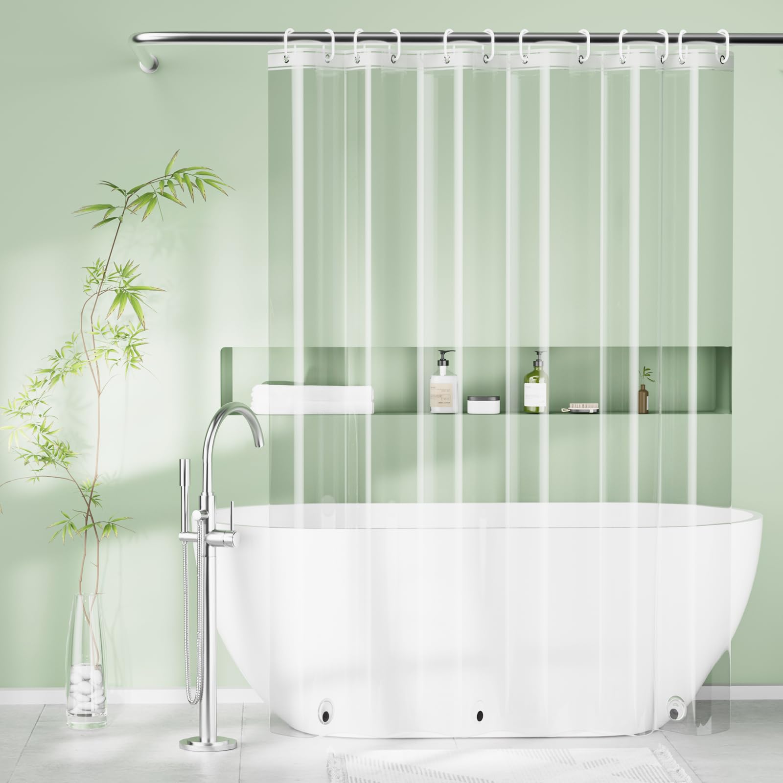 Seenus PEVA 8G Clear Shower Curtain Liner with 3 Large Magnets, Bpa-Free Waterpr