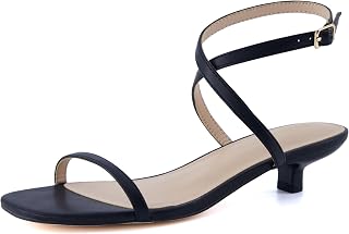 CUSHIONAIRE Sonata Women's Ankle Wrap One Band Kitten Heel Sandals - Strap Faux Leather Dress Shoe with Adjustable Buckle