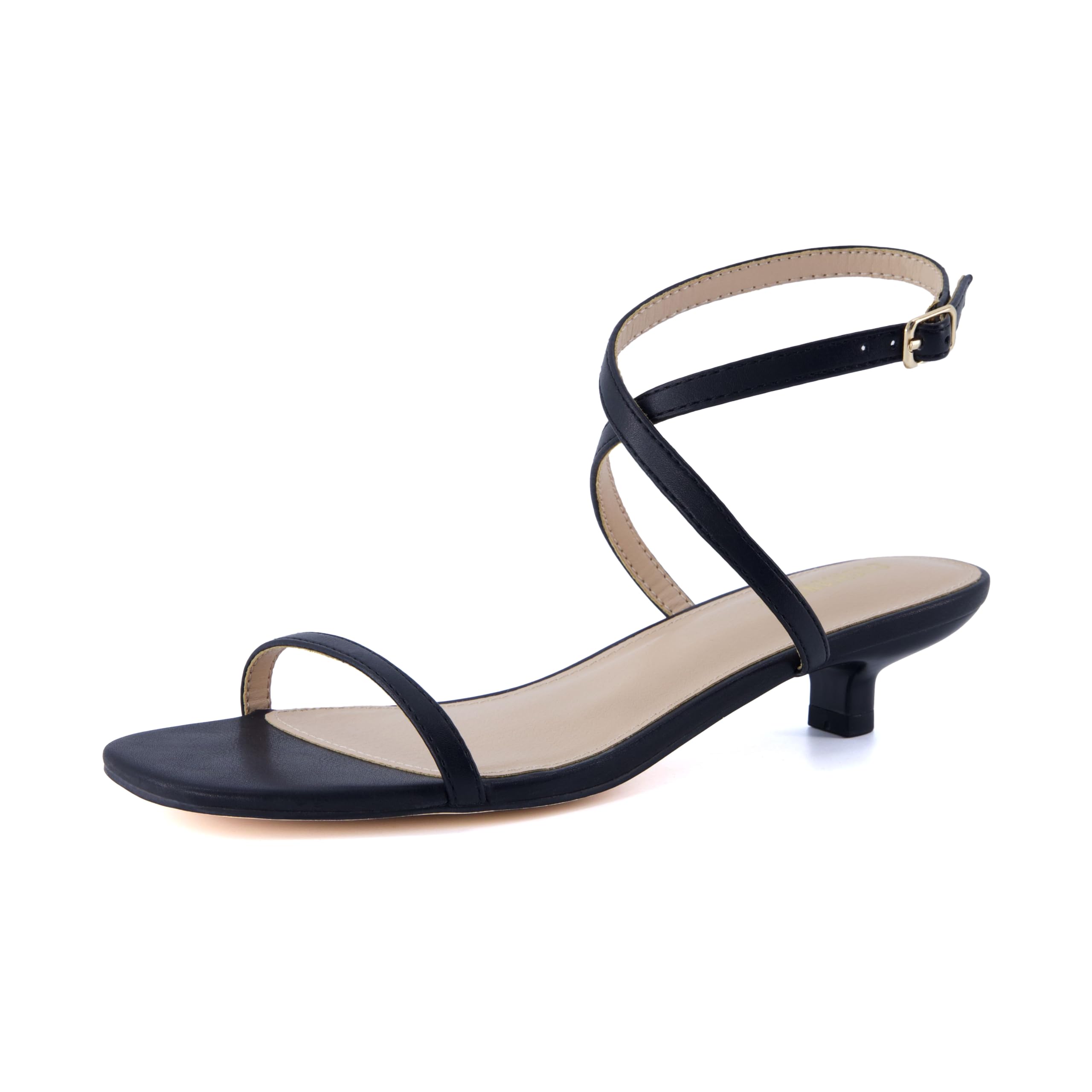 CUSHIONAIRE Sonata Women's Ankle Wrap One Band Kitten Heel Sandals - Strap Faux 