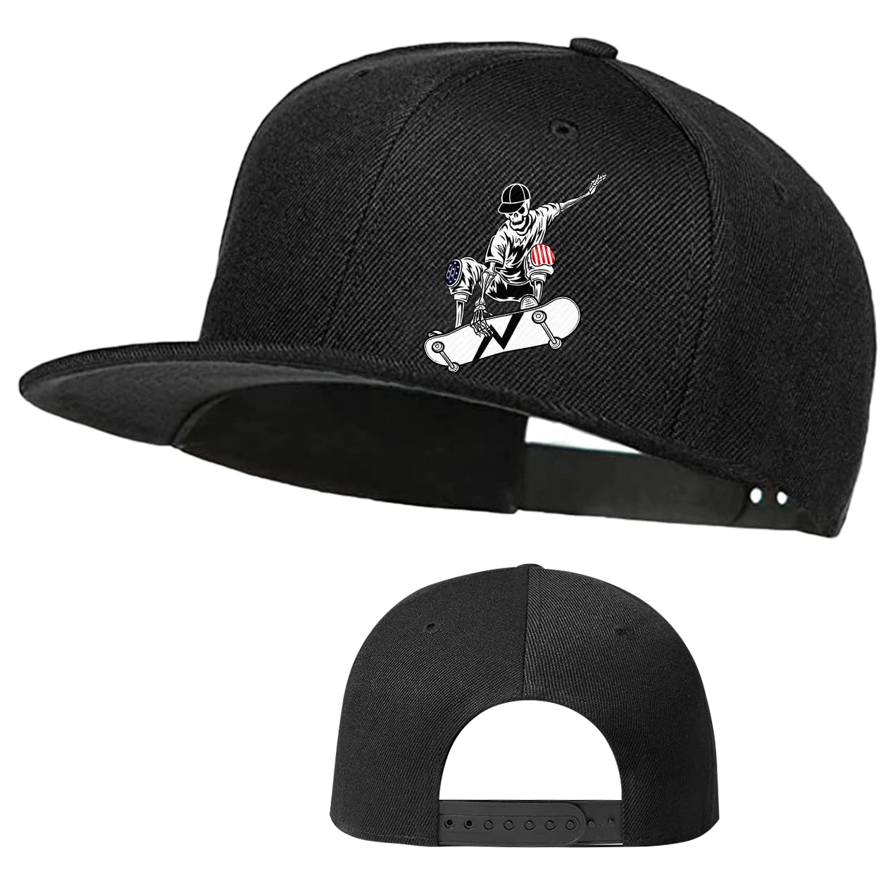 Skull Skateboards Hat Flat Bill Hats for Men Snap Backpack Mens Hats and Caps Co
