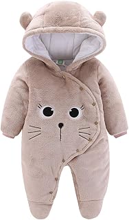 JiAmy Baby Fleece Snowsuit with Hood, Newborn Baby Girls Boys Winter Clothes Suits 0-12 Months
