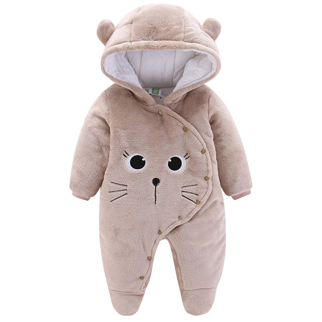 JiAmy Baby Fleece Snowsuit with Hood, Newborn Baby Girls Boys Winter Clothes Sui