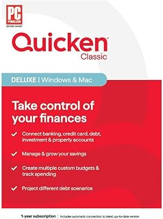 Quicken Classic Deluxe, Personal Finance Software - Take control of your finances - 1 Year Subscription (Windows/Mac) [Key Card]
