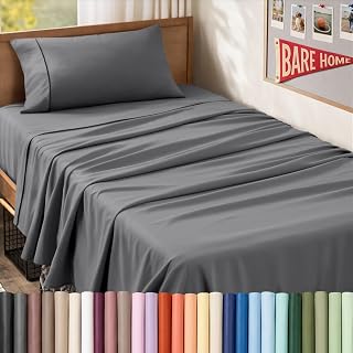 Bare Home Twin XL Sheet Set - 1800 Ultra-Soft (Twin XL, Grey)