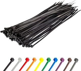 Gocableties Black Cable Ties, 300mm x 3.6mm, Pack of 100, 12" Premium Nylon Zip Ties, Multi-Purpose Plastic Tie Wraps, Secure Self-Locking Mechanism, for Home, Garden, Office and DIY