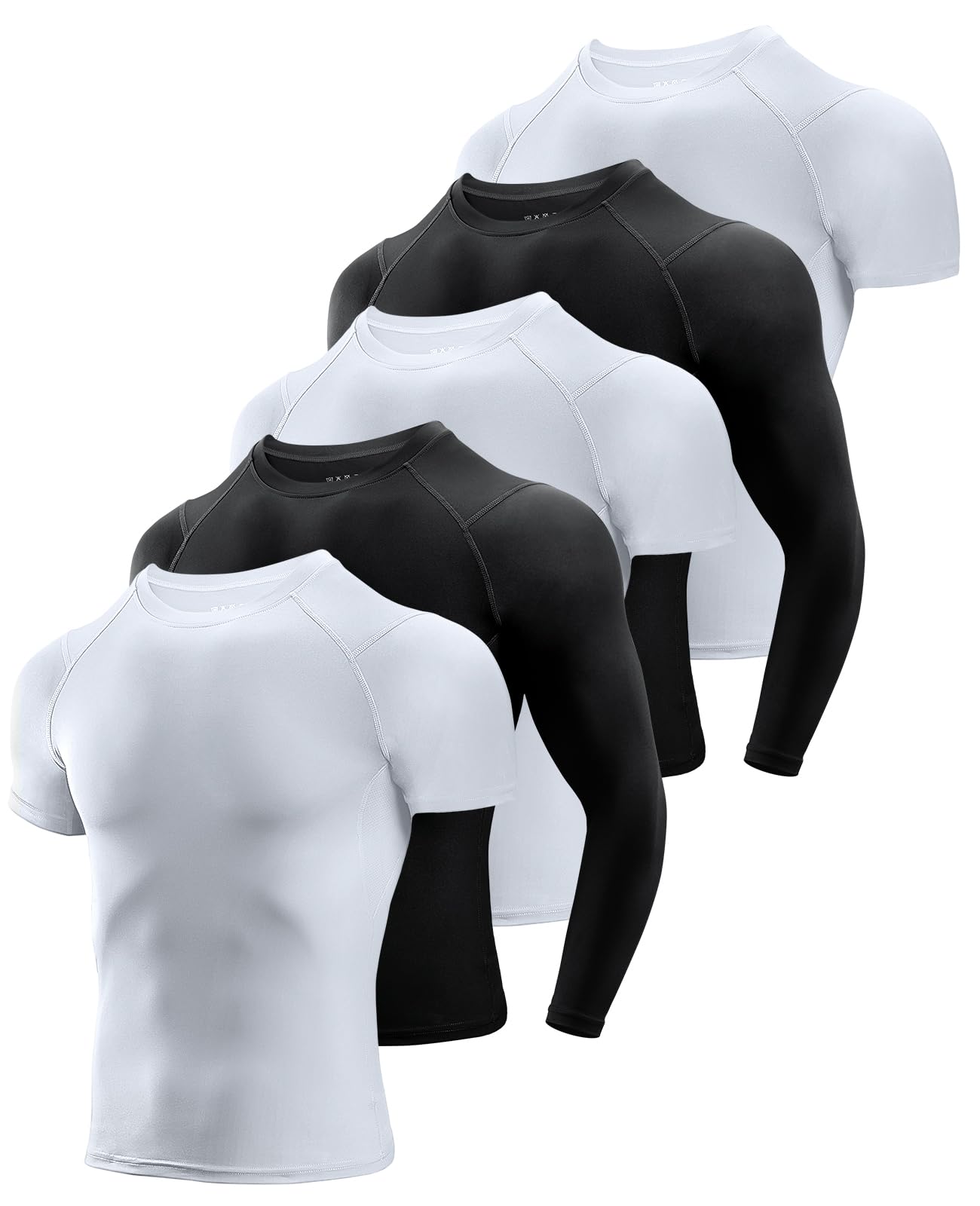 Niksa 2 Pièces Tee Shirt Compression Homme Maillot Running Baselayer Manches Lon