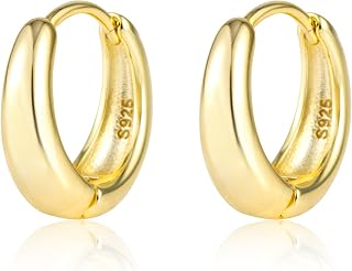 ALEXCRAFT Thick Wave Earrings Gold Hoop Earrings 14K Golden Silver 925 Earrings Women's Chunky Gold Hoop Earrings for Women Girlfriend Mum Girls