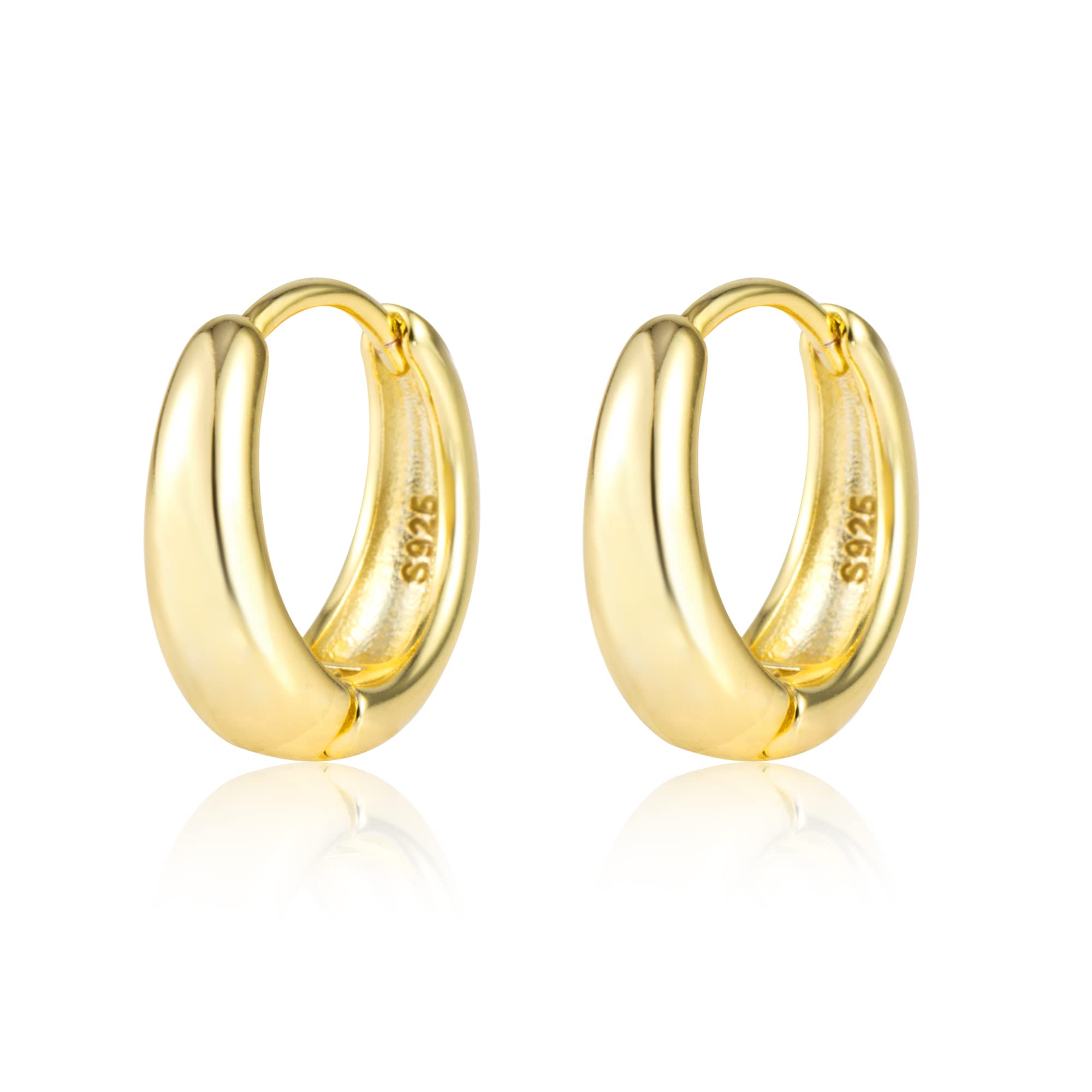 ALEXCRAFT Thick Wave Earrings Gold Hoop Earrings 14K Golden Silver 925 Earrings 