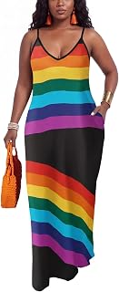 PerZeal Women's Summer V Neck Maxi Dress with Pockets
