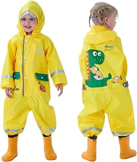 Rain Suit for Children Boys Girls Waterproof One Piece Rain Jackets Girls Unicorn Pattern Rain Poncho Waterproof Mud Suit 1-10 Years
