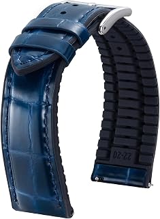 BINLUN Alligator Pattern Leather Watch Strap and Silicone Hybrid Replacement Quick Release Watch Bands for Men Women 14mm 16mm 18mm 19mm 20mm 21mm 22mm 5 Colors