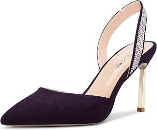 Castamere Women's High Heel Pointed Toe Pumps Slingback Slip-on Diamond Crystal 8.5 CM Heels