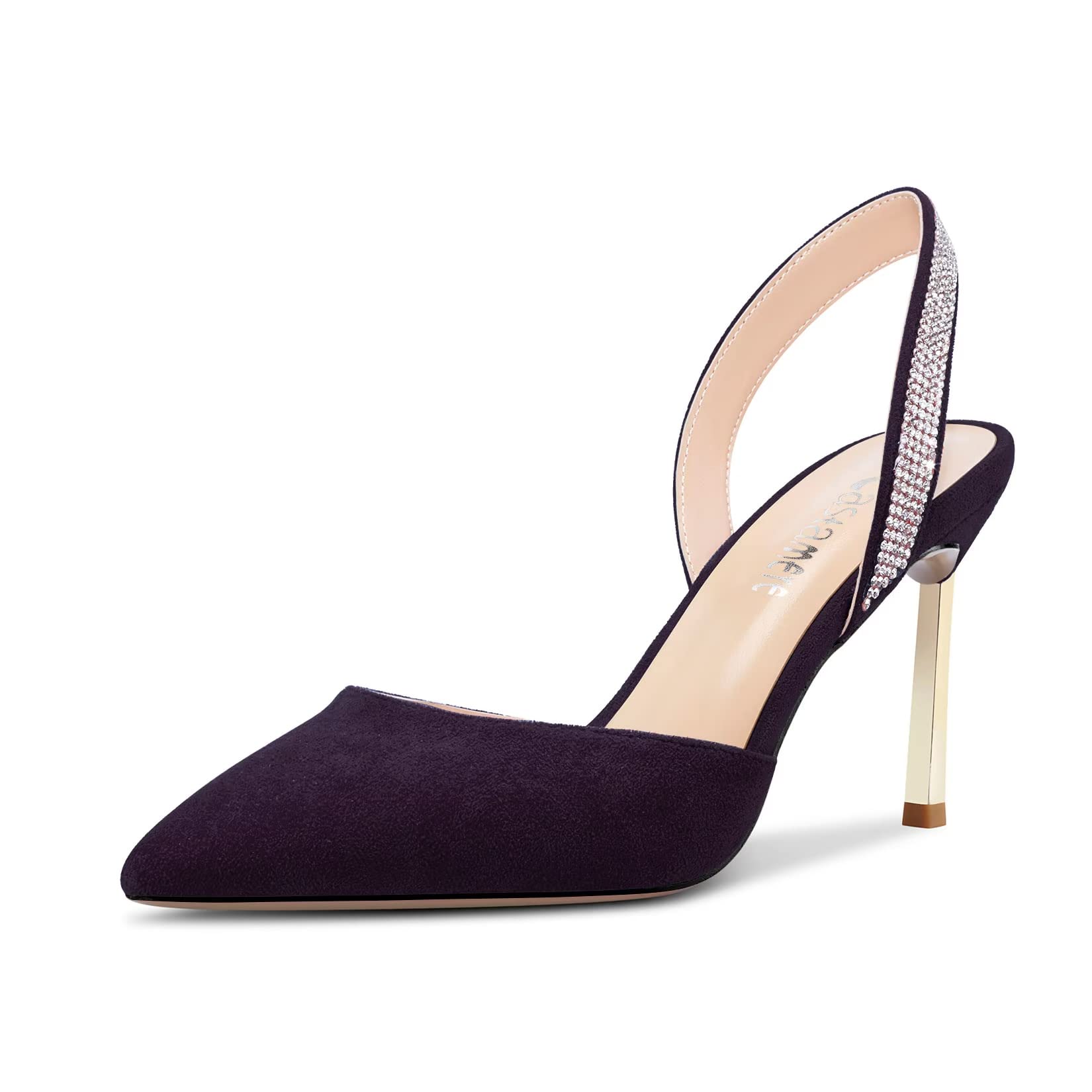 Castamere Women's High Heel Pointed Toe Pumps Slingback Slip-on Diamond Crystal 