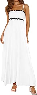 PRETTYGARDEN Women's Spaghetti Strap Summer Casual Sleeveless Smocked Boho A-Line Long Flowy Beach Dress