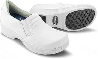 Hawkwell Pro Leather Nurse Clogs for Women - Lightweight Slip Resistant Arch Support Healthcare Professional Nursing Shoes Work Clog