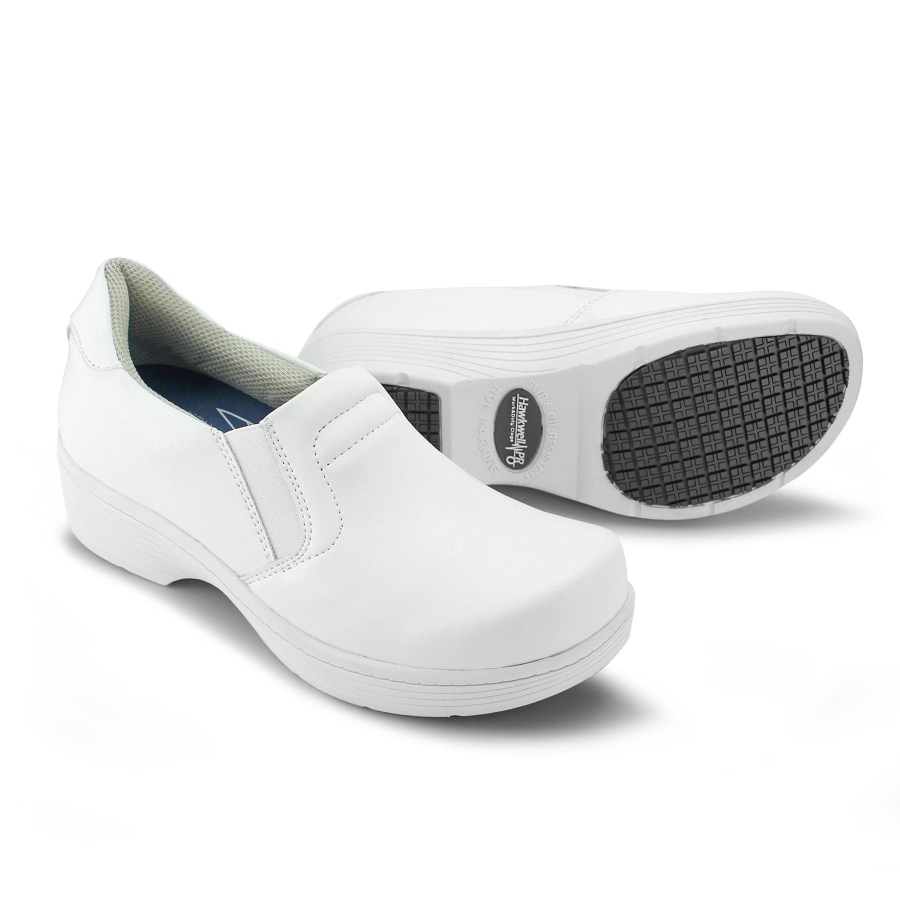 Hawkwell Pro Leather Nurse Clogs for Women - Lightweight Slip Resistant Arch Sup