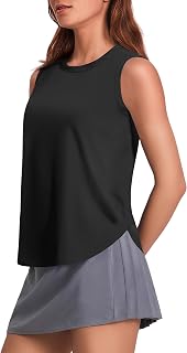 PINSPARK Workout Tank Tops Woman UPF 50+ Side Slits Athletic Yoga Shirts