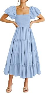 PRETTYGARDEN Women's Smocked Midi Wedding Guest Dress