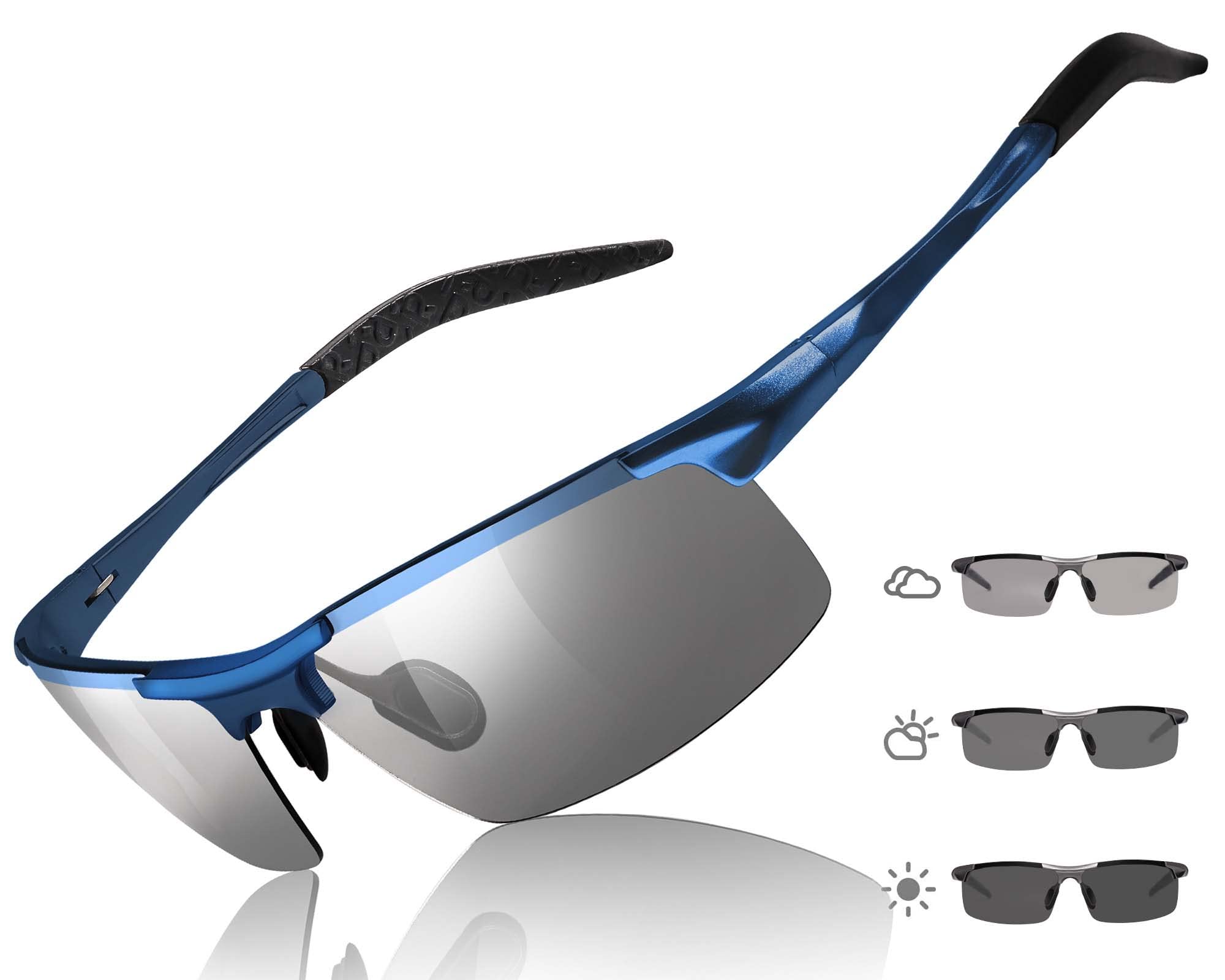 TJUTR Mens Photochromic Sunglasses Day & Night Driving Z87 Sun Glasses Polarized