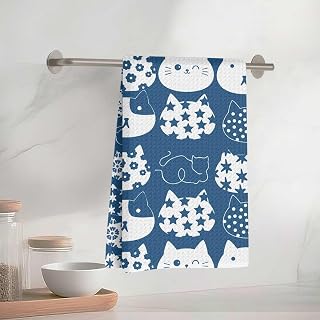Minimalist Cat Pattern Kitchen Towels, 40 x 58 cm, Absorbent Microfibre Dish Cloth, Decorative Gaupe Towels for Kitchen Home Bathroom, Gifts for Cat Lovers