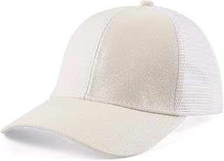 Zsedrut Tolddler Girls Baseball Cap Kids Glitter Trucker Hats Adjustable Summer Sun Hat Mesh Ponytail Caps