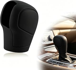 POFOEA Anti-Slip Automatic Car Gear Shift Knob Cover, Silicone Car Shift Protector Accessories, Universal Interior Gear Stick Protector for Most Vehicles(Black)