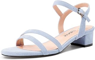 Castamere Women's Low Chunky Block Heel Kitten Heel Open Toe Cap Ankle Strap Slingback Sandals Prom Dress 3 cm Heels