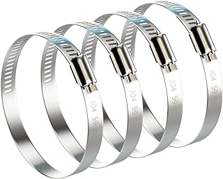 NEBURORA 3 Inch Hose Clamp Adjustable 304 Stainless Steel Duct Clamp 4 Pack Worm Gear Clamps 2.4"-3.2" Diameter Fuel Line Hose Pipe Clamp for Dryer Vent Air Duct Automotive Plumb