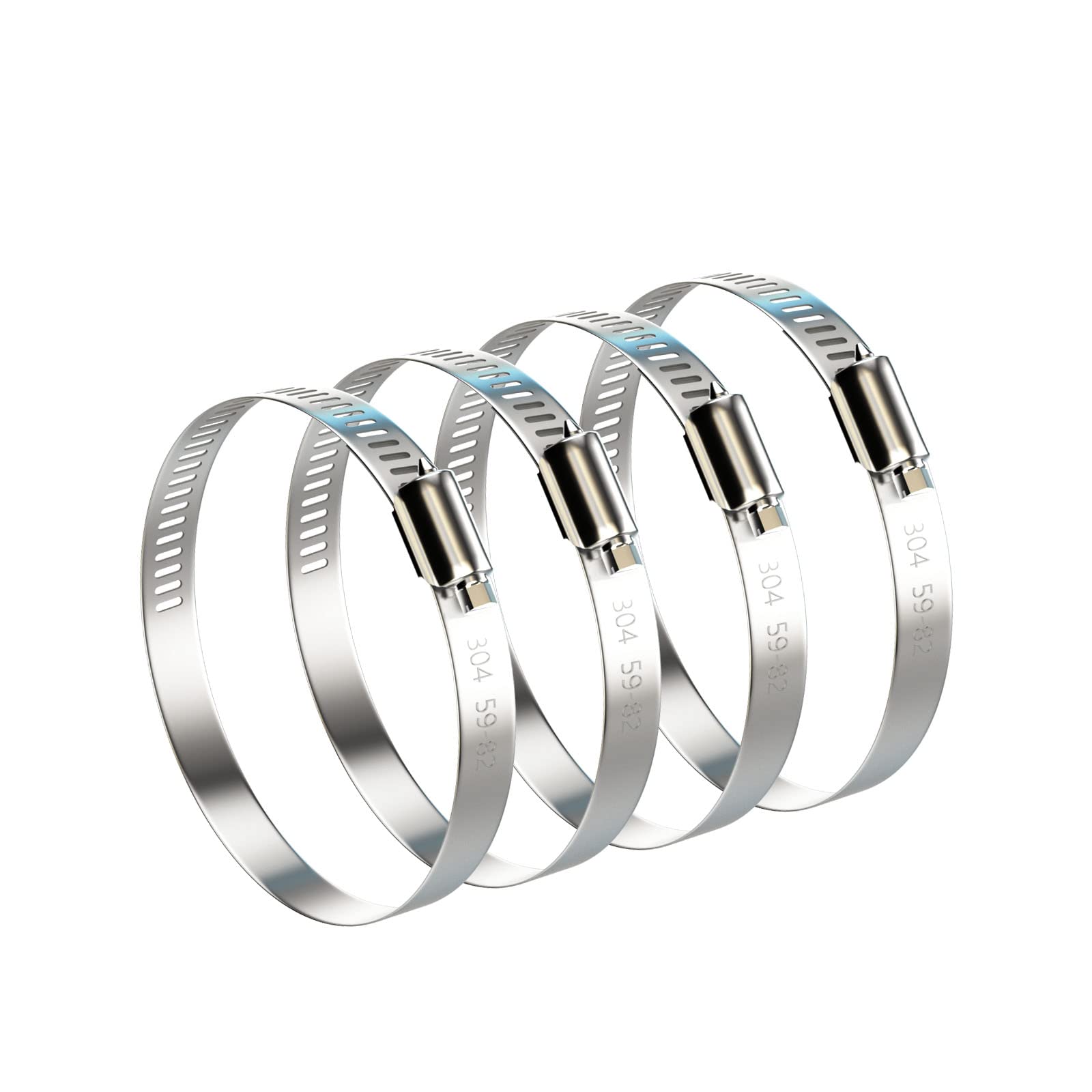 NEBURORA 3 Inch Hose Clamp Adjustable 304 Stainless Steel Duct Clamp 4 Pack Worm