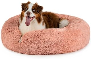 lionto Donut Bed for Dogs and Cats, Round Dog Bed, Ø 100 cm, Pink