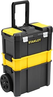 STANLEY Essential Rolling Workshop Toolbox, Metal Latches, STST1-80151 | Extra Large Bin, Portable Tote tray, Medium-Sized Toolbox, 2x Lid Organiser Compartments, Rust-Proof Latches