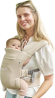 GROWNSY Newborn Carrier, Ergonomic, Cozy Baby Carrier, Cream | Wrap-Like Comfort, Soft Breathable Fabric, Foldable Head Support, Reduced Shoulder Pressure, OEKO-TEX Certified