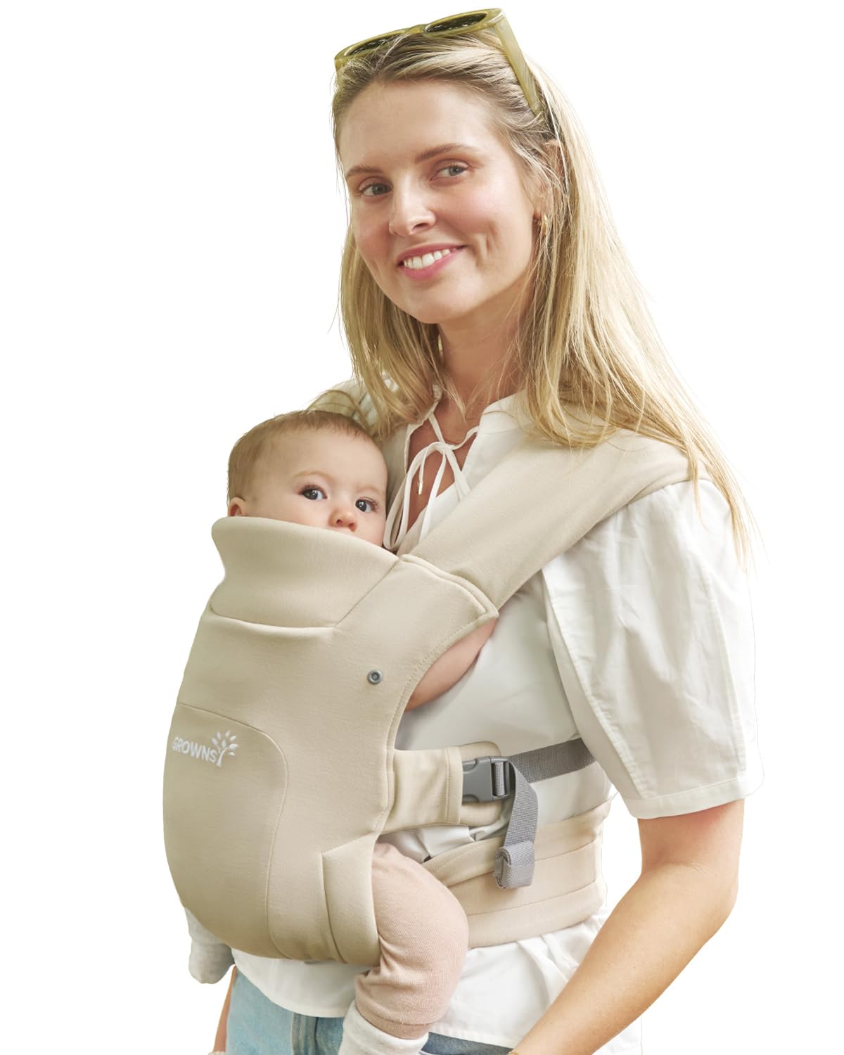 GROWNSY Newborn Carrier, Ergonomic, Cozy Baby Carrier, Cream | Wrap-Like Comfort