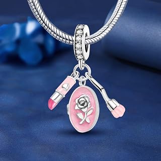 1 Piece Silver Plated Fashion Pink Makeup Series Shopping for Women Bracelets Jewelry Making and Daily Outfit Matching Jewelry Decoration for Women Bracelets Bangles