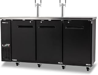 PEAKCOLD Commercial Kegerator, 72" Wide, 4 Tap Draft Beer Dispenser, 3 Door | 4 tap kegerator with forced air cooling and adjustable shelves, ETL certified and NSF compliant, US Support