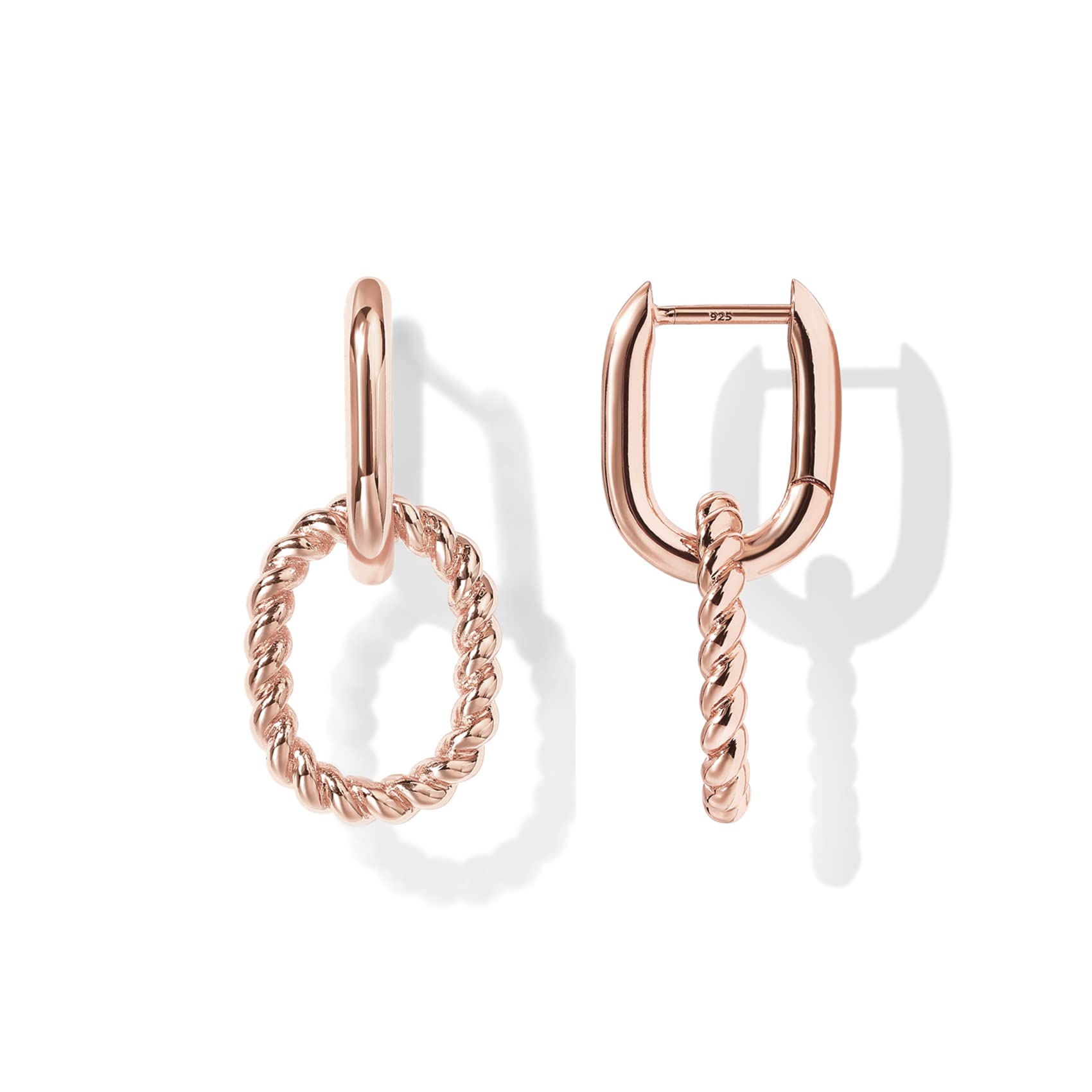 PAVOI Dangle Hoop Earrings for Women, 14K Gold Plated Convertible Paperclip