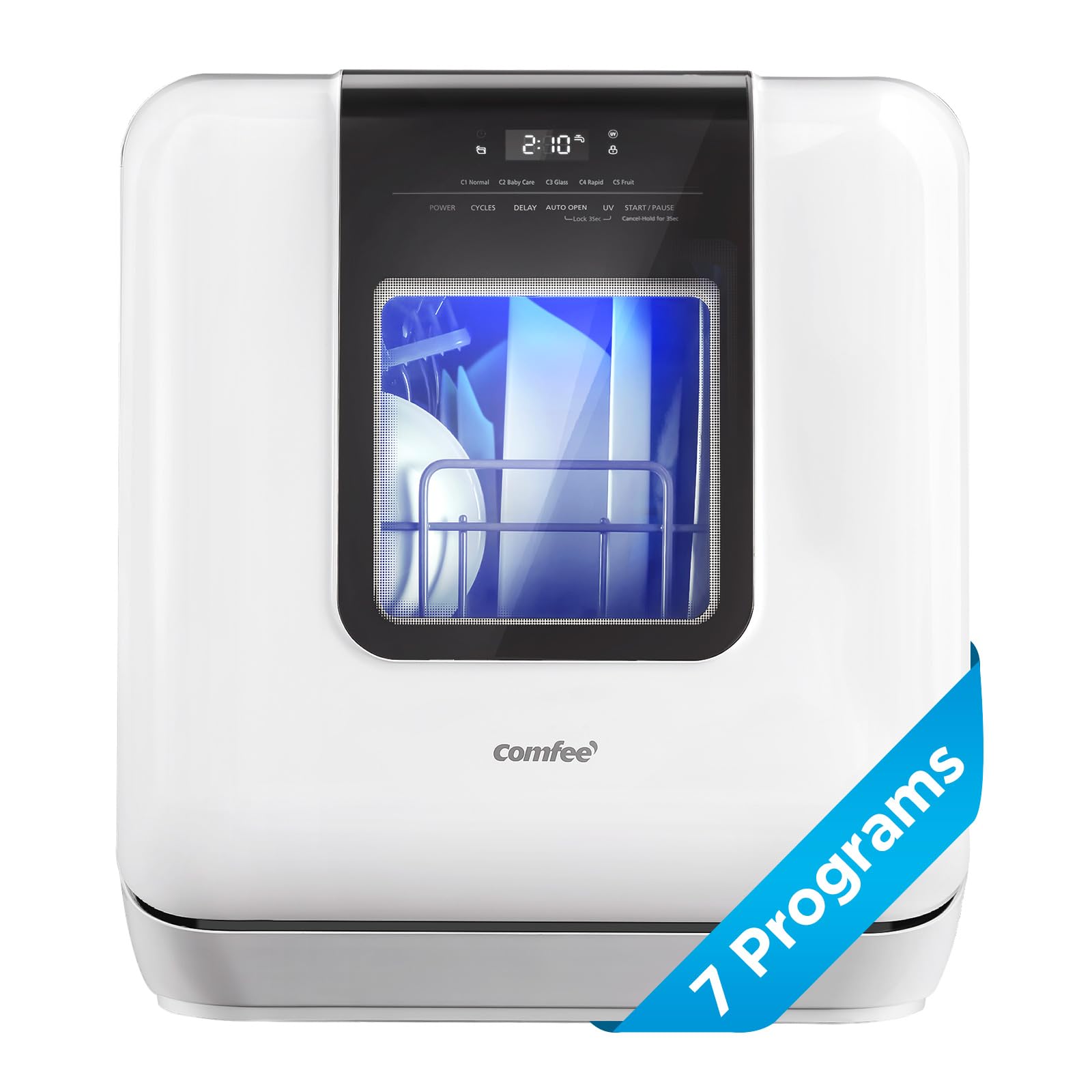COMFEE' Countertop Dishwasher, Portable Dishwasher with 6L Built-in Water Tank, 
