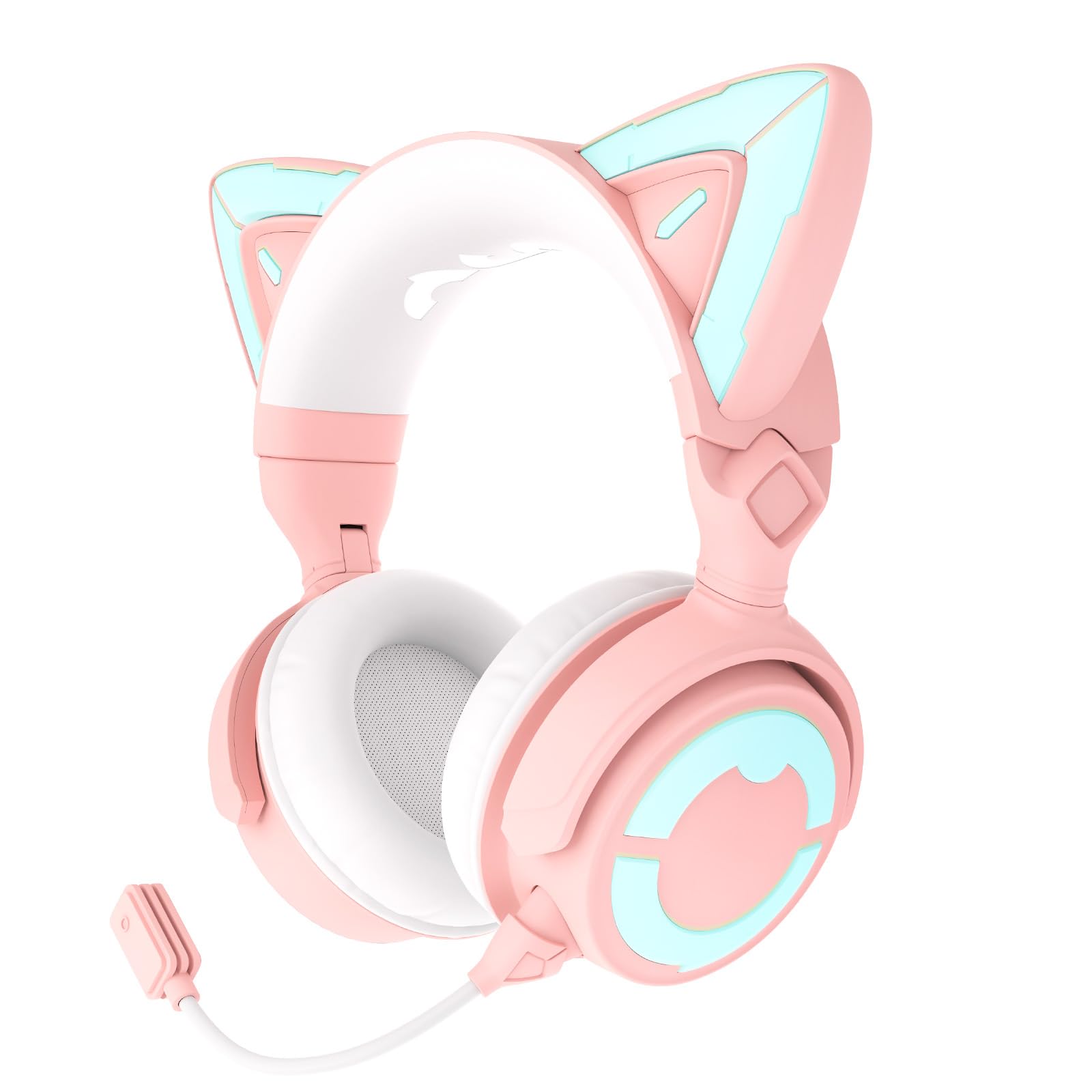 YOWU RGB Cat Ear Headphones 4GS - Gaming Headset for PC PS5 Switch Xbox, 2.4G/Wi