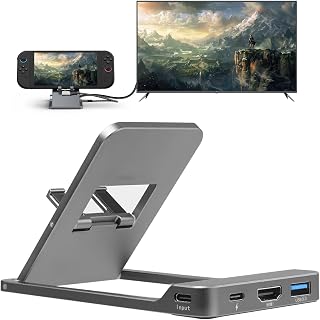 for Switch 2 Docking Station,Switch 2 USB-C to 4K HDMI Hub,TV Dock Holder | Compatible with Nintendo Switch 2/Switch/Tablet/Phone,60W PD Fast Charging,Update Firmware,(NS2 21.0 Version Requires Update)