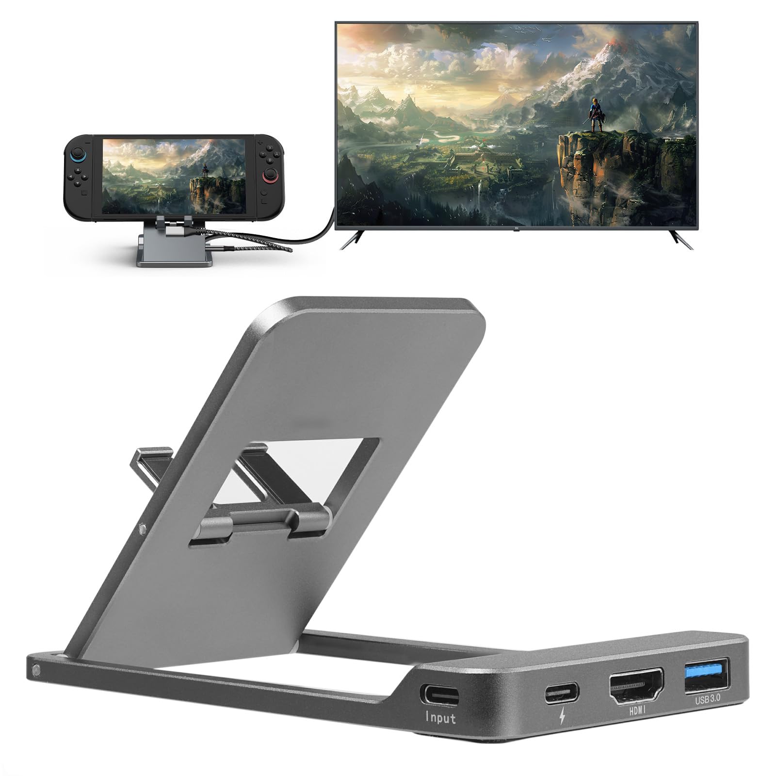 for Switch 2 Docking Station,Switch 2 USB-C to 4K HDMI Hub,TV Dock Holder | Comp