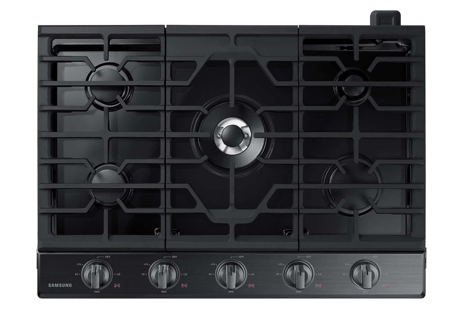 SAMSUNG 30" Built In Smart Gas Cooktop with Illuminated Knobs, 5 Burners, Black 