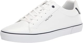 Nautica Men’s Casual Fashion Sneakers, Lace-Up Low-Top Walking Shoes with Comfortable Cushioned Footbed, Lightweight Vegan Leather Upper and Durable Grippy Outsole - Leonard
