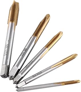 High Hardness Chip Ejecting Screw Tool Set for Creating Threads, 5 Pieces of Coated HSS Thread Taps for Metallurgy