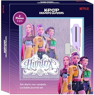 K-POP Demon Hunters - STATIONERY Diary Set with Lock - Ideal for Children, Comfortable and Versatile - Durability - 10.5 x 14.8 cm