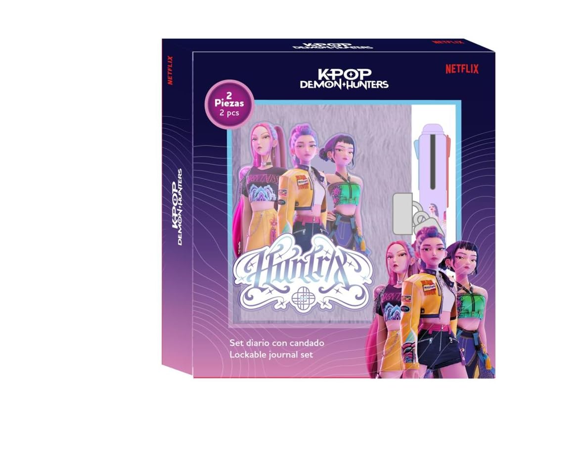K-POP Demon Hunters - STATIONERY Diary Set with Lock - Ideal for Children, Comfo