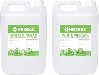 Hexeal White Vinegar 10L - Food Grade, Cooking & Cleaning | 2 x 5L - For Pickling & Baking. Cleans Surfaces, Deodorises & Removes Grime